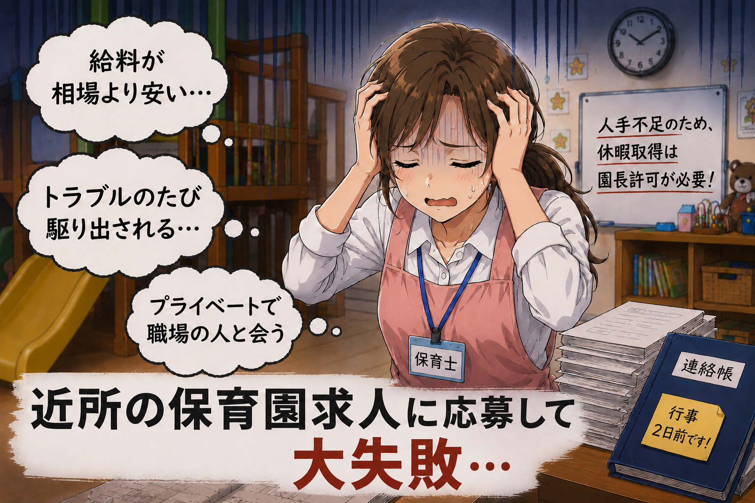 自宅近くの保育園の保育士求人に応募して後悔…